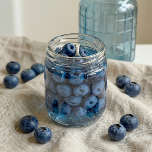 Blueberry Jar Candle – Handcrafted Gel Wax Candle with Realistic Blueberry Embeds