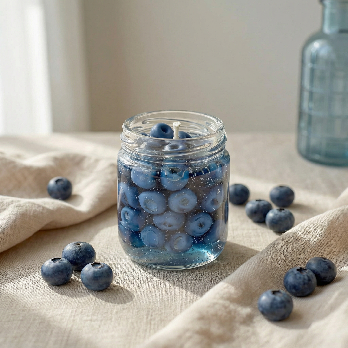 Blueberry Jar Candle – Handcrafted Gel Wax Candle with Realistic Blueberry Embeds