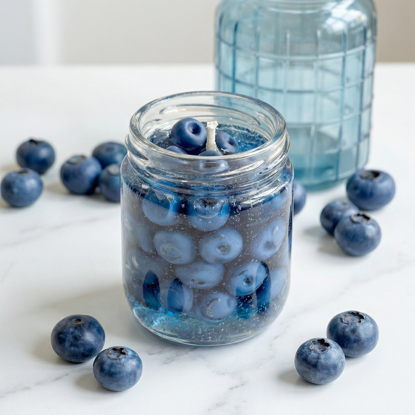 Blueberry Jar Candle – Handcrafted Gel Wax Candle with Realistic Blueberry Embeds