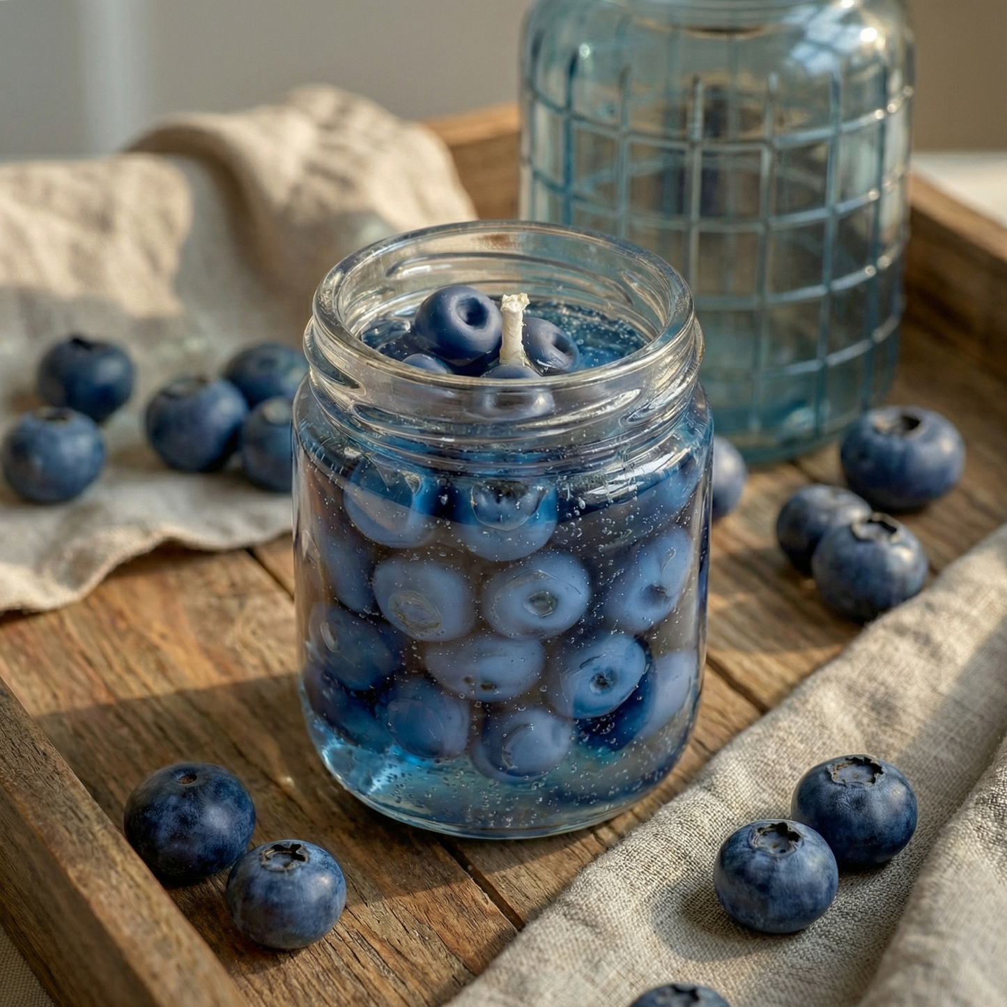 Blueberry Jar Candle – Handcrafted Gel Wax Candle with Realistic Blueberry Embeds