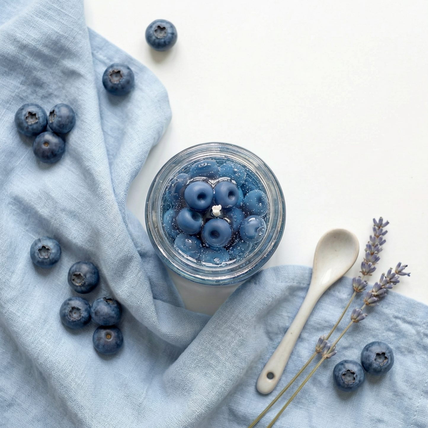 Blueberry Jar Candle – Handcrafted Gel Wax Candle with Realistic Blueberry Embeds