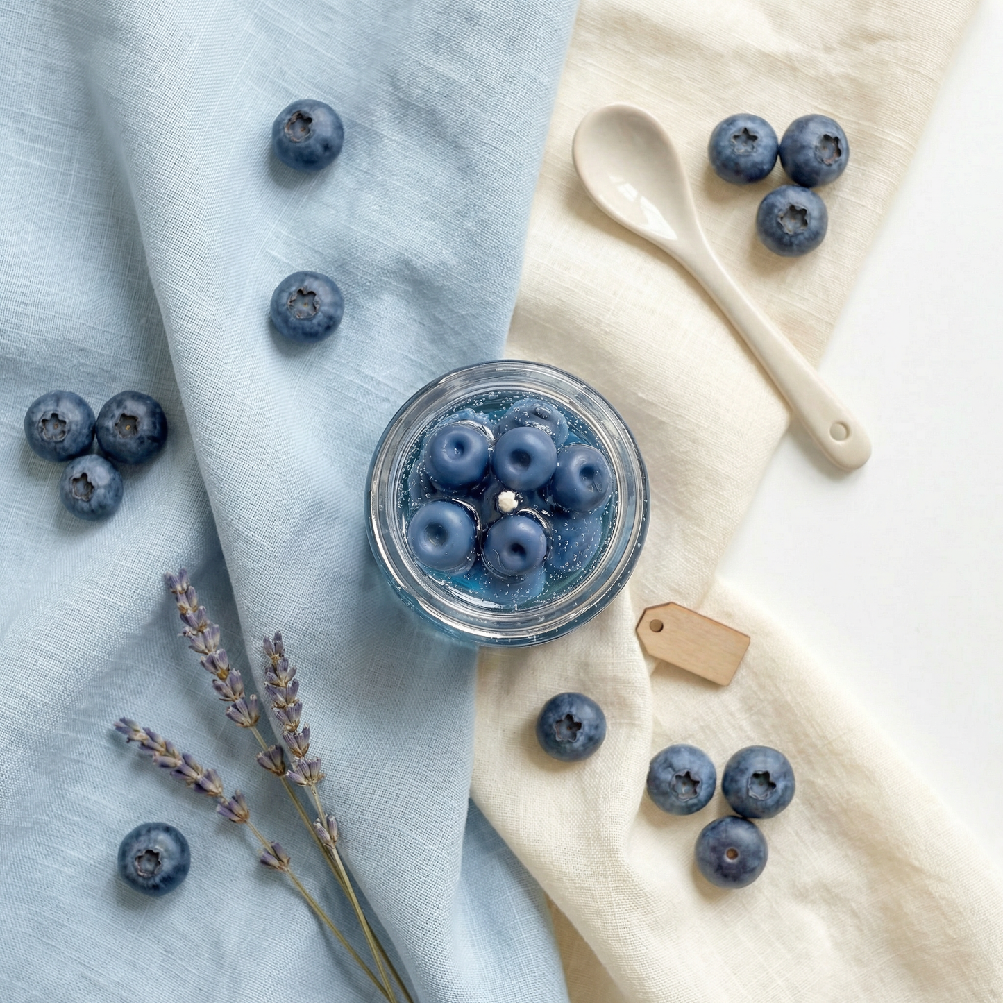 Blueberry Jar Candle – Handcrafted Gel Wax Candle with Realistic Blueberry Embeds