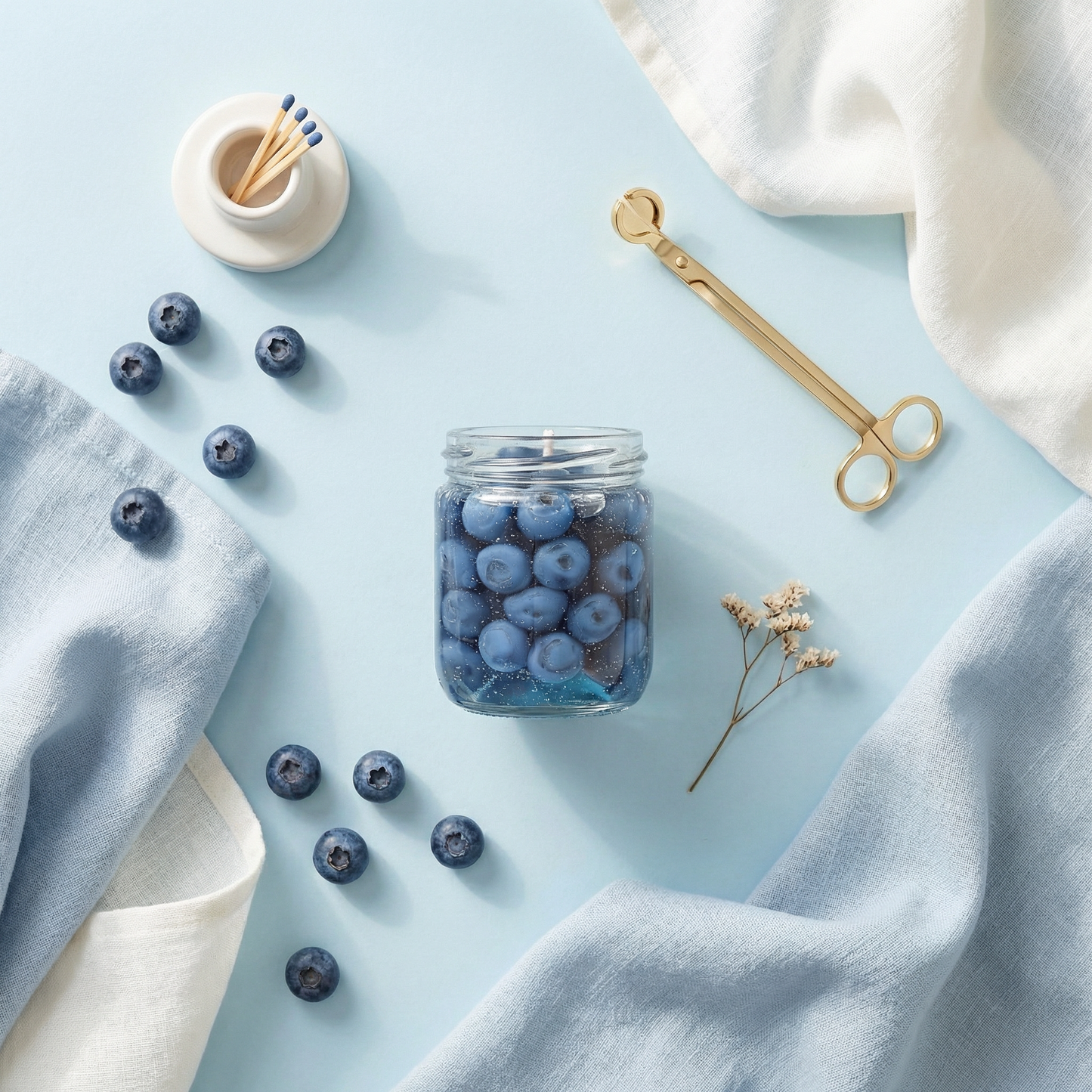 Blueberry Jar Candle – Handcrafted Gel Wax Candle with Realistic Blueberry Embeds
