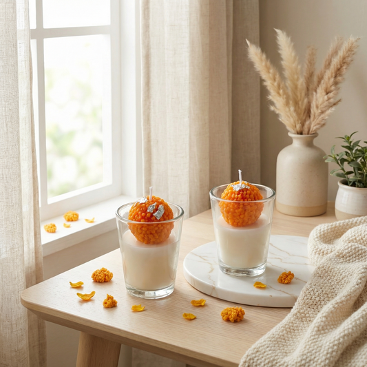 Laddoo Shot Candle | Motichoor Laddoo Inspired Candle | Festive Gift