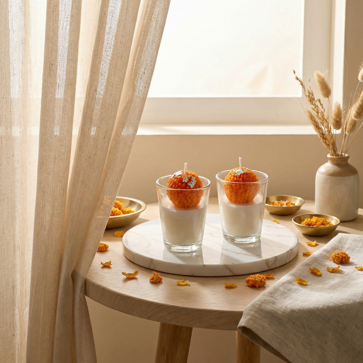 Laddoo Shot Candle | Motichoor Laddoo Inspired Candle | Festive Gift