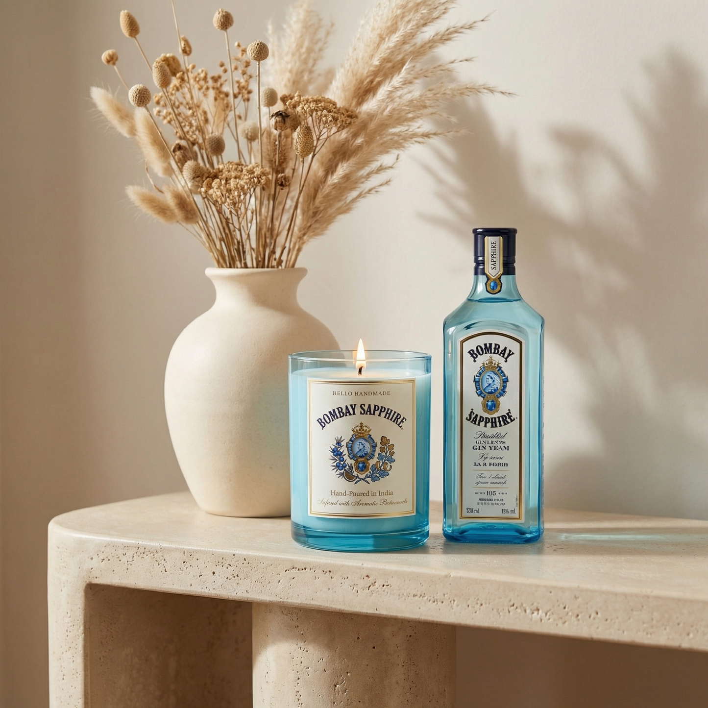 Bombay Sapphire Gin Candle – Handcrafted Luxury Candle Made with Upcycled Real Bombay Sapphire Bottles | Premium Bar Décor, Aromatic Botanical Candle & Unique Gifting