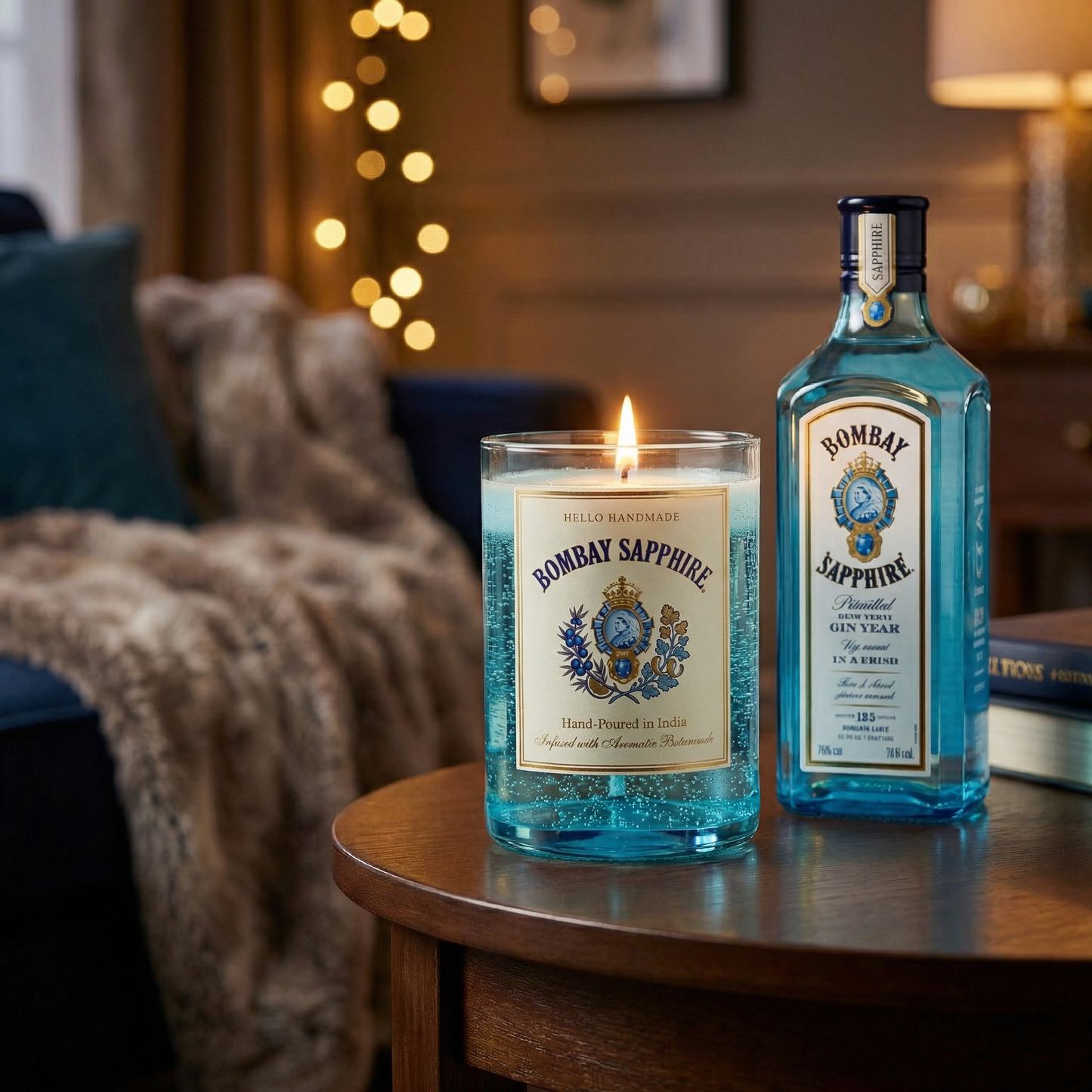 Bombay Sapphire Gin Candle – Handcrafted Luxury Candle Made with Upcycled Real Bombay Sapphire Bottles | Premium Bar Décor, Aromatic Botanical Candle & Unique Gifting