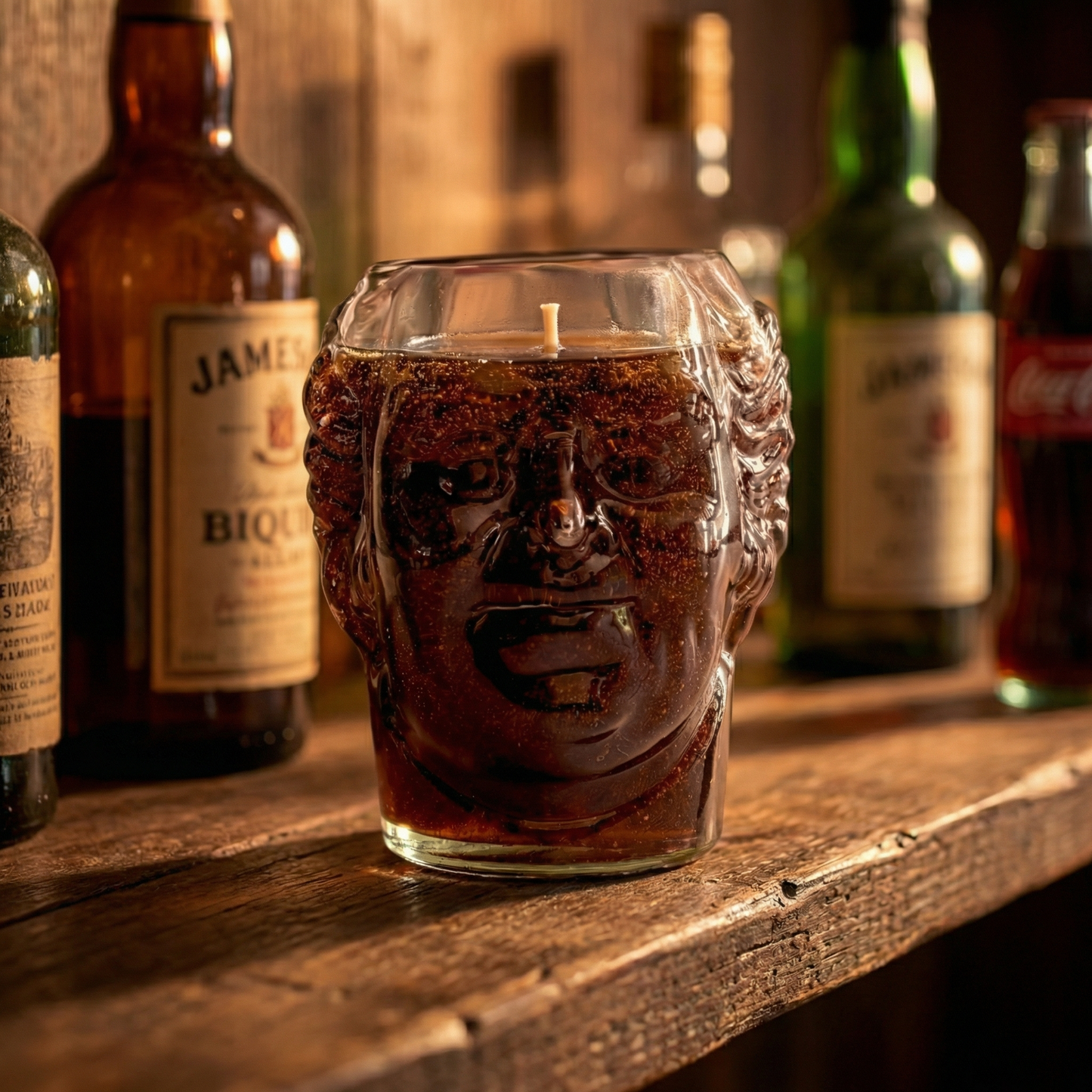 Old Monk Rum Candle – Handcrafted Upcycled Old Monk Bottle Glass Head Candle | Sustainable Luxury Bar Décor, Statement Collectible & Premium Gifting Piece