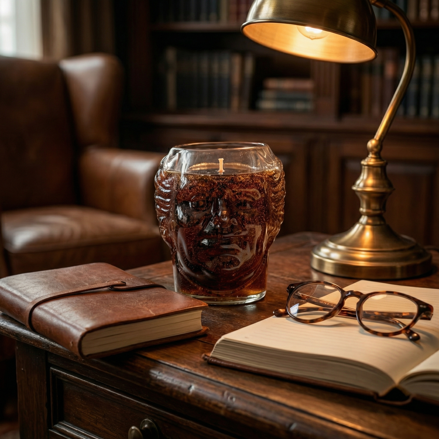 Old Monk Rum Candle – Handcrafted Upcycled Old Monk Bottle Glass Head Candle | Sustainable Luxury Bar Décor, Statement Collectible & Premium Gifting Piece