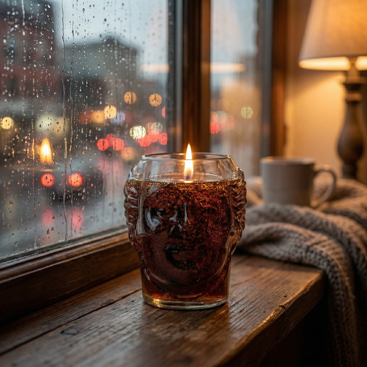 Old Monk Rum Candle – Handcrafted Upcycled Old Monk Bottle Glass Head Candle | Sustainable Luxury Bar Décor, Statement Collectible & Premium Gifting Piece