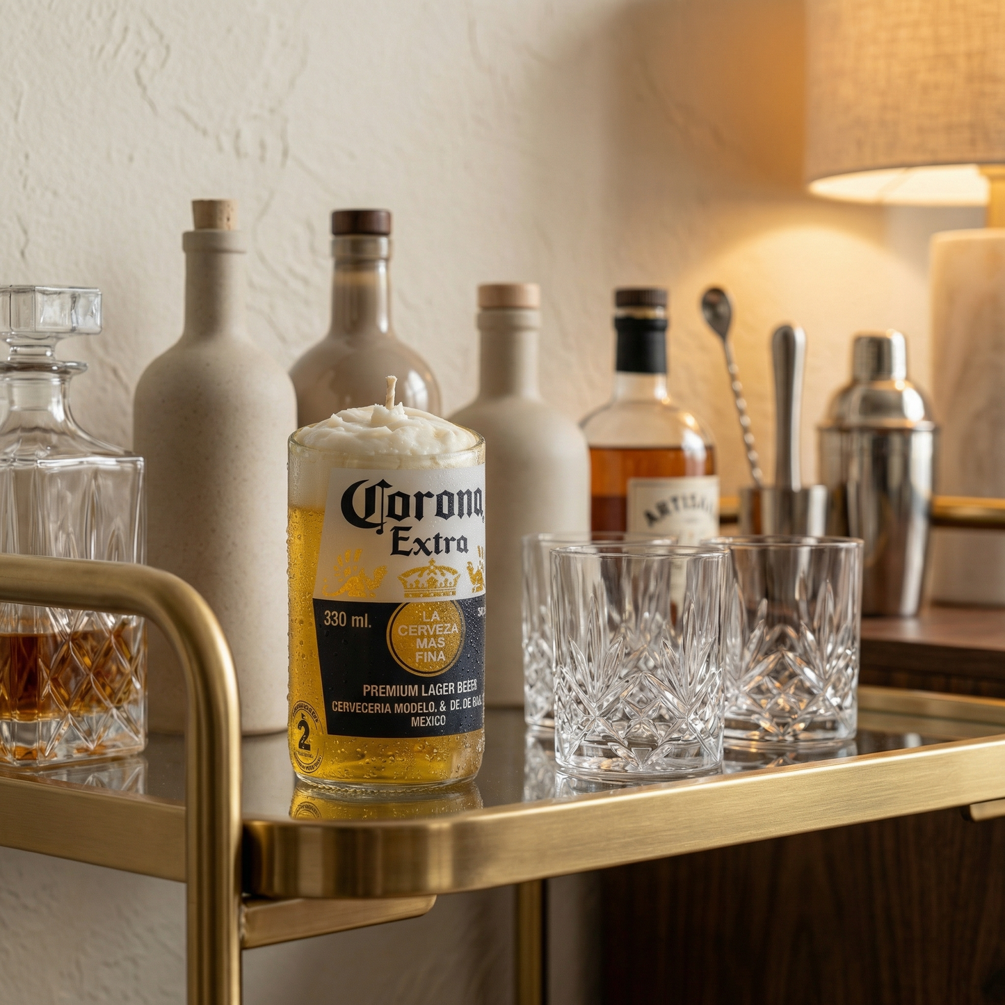 Corona Beer Candle – Premium Handcrafted Novelty Candle | Made Using Upcycled Corona Bottles | Unique Bar Décor & Gifting