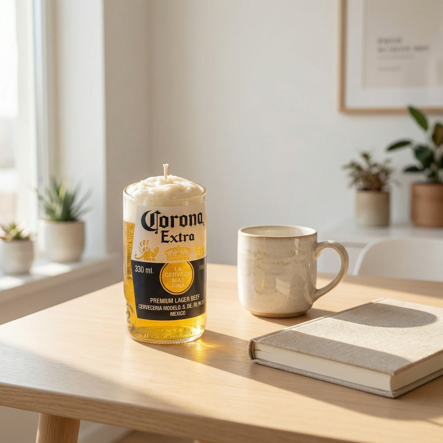Corona Beer Candle – Premium Handcrafted Novelty Candle | Made Using Upcycled Corona Bottles | Unique Bar Décor & Gifting