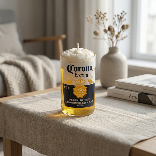 Corona Beer Candle – Premium Handcrafted Novelty Candle | Made Using Upcycled Corona Bottles | Unique Bar Décor & Gifting