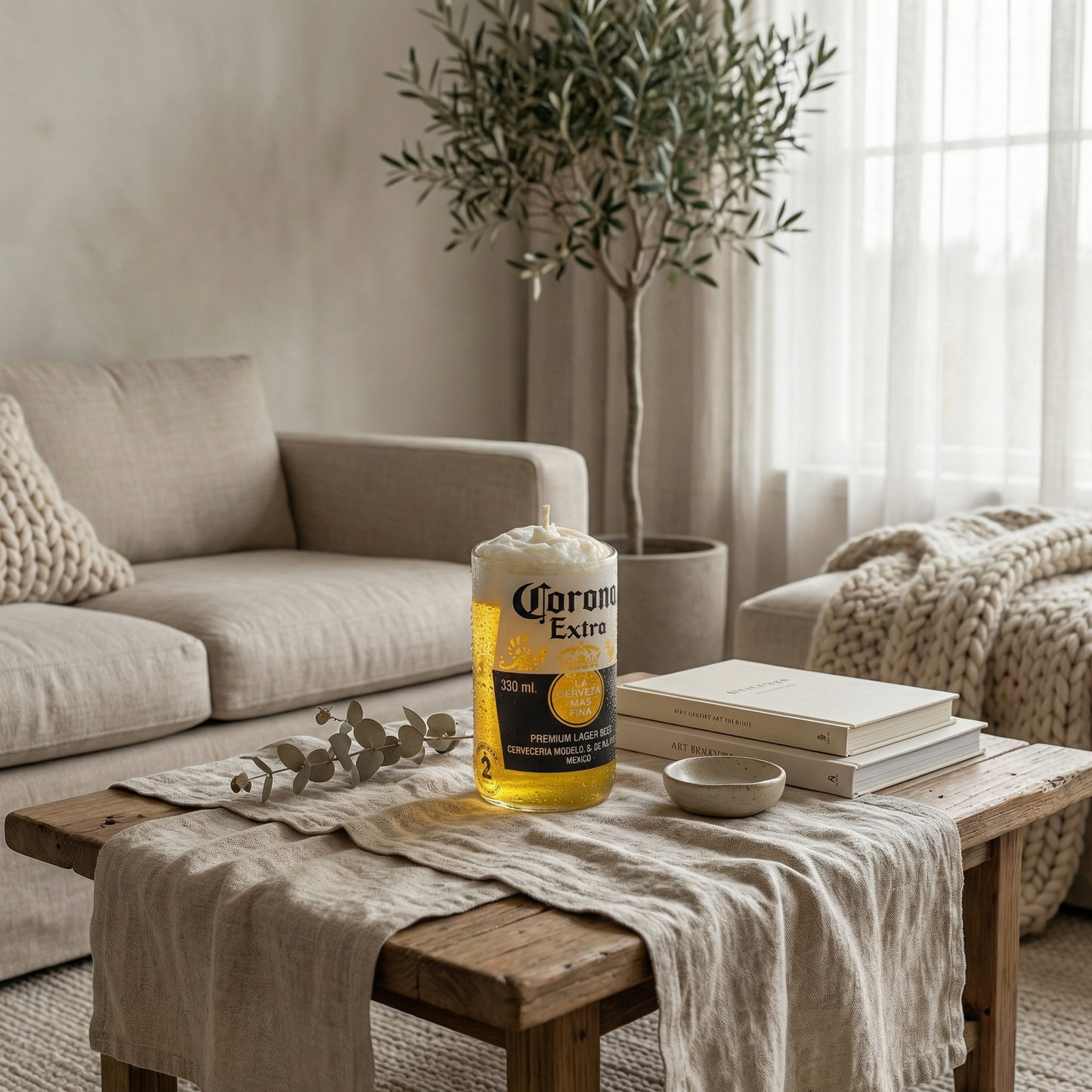 Corona Beer Candle – Premium Handcrafted Novelty Candle | Made Using Upcycled Corona Bottles | Unique Bar Décor & Gifting