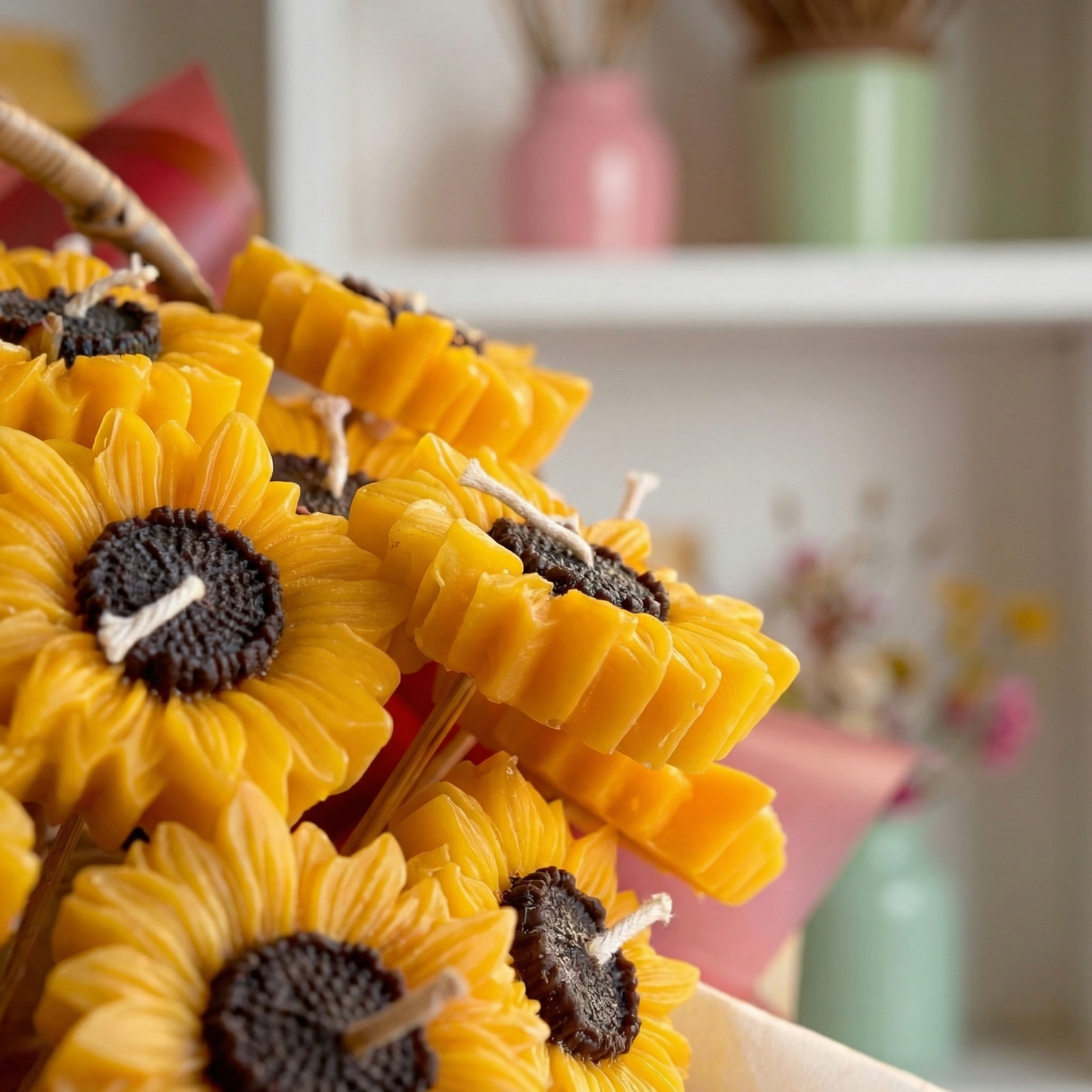 Sunflower Serenade Candle Bouquet Basket – Handcrafted Joy in Bloom