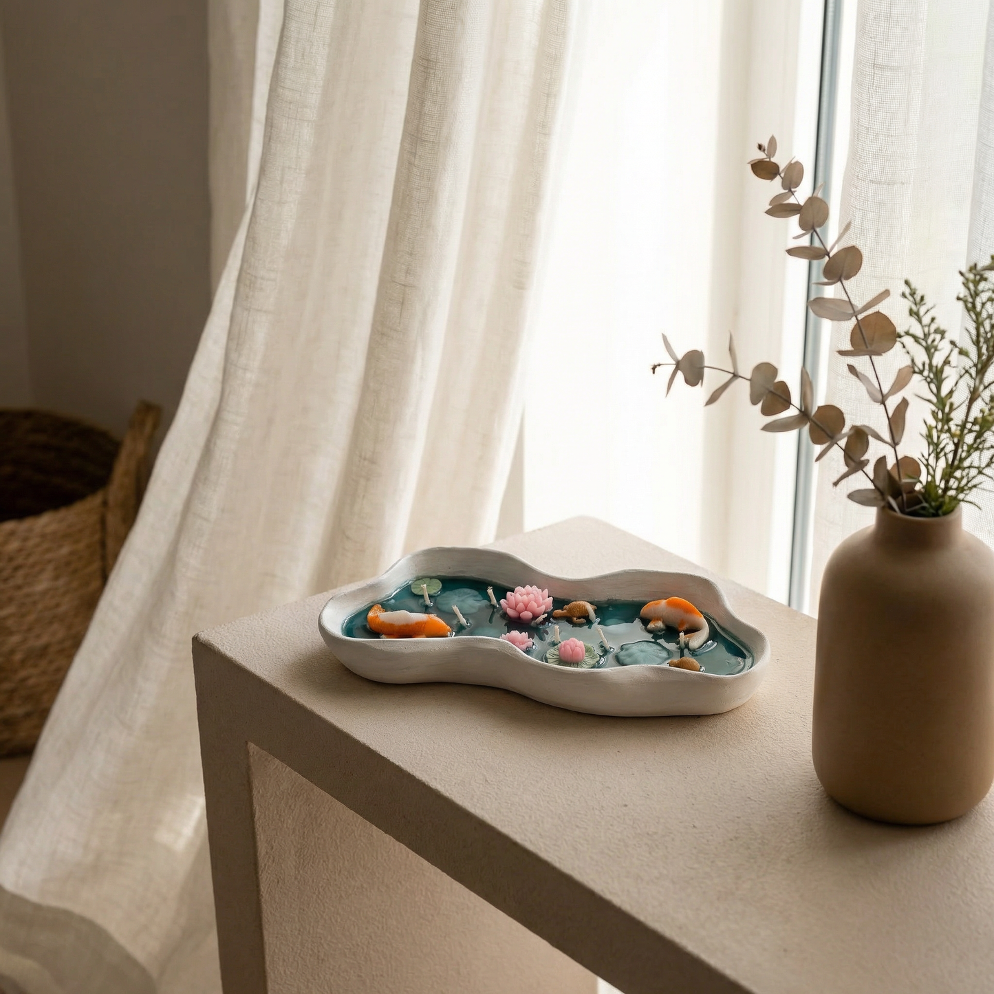 Koi Pond Botanical Candle – Handcrafted Tranquility