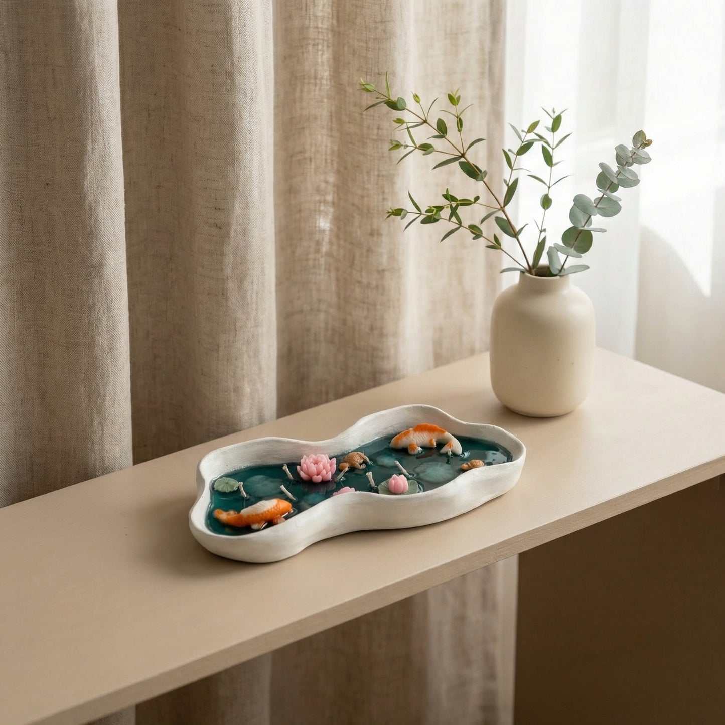 Koi Pond Botanical Candle – Handcrafted Tranquility