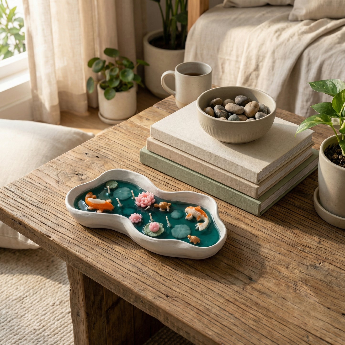 Koi Pond Botanical Candle – Handcrafted Tranquility