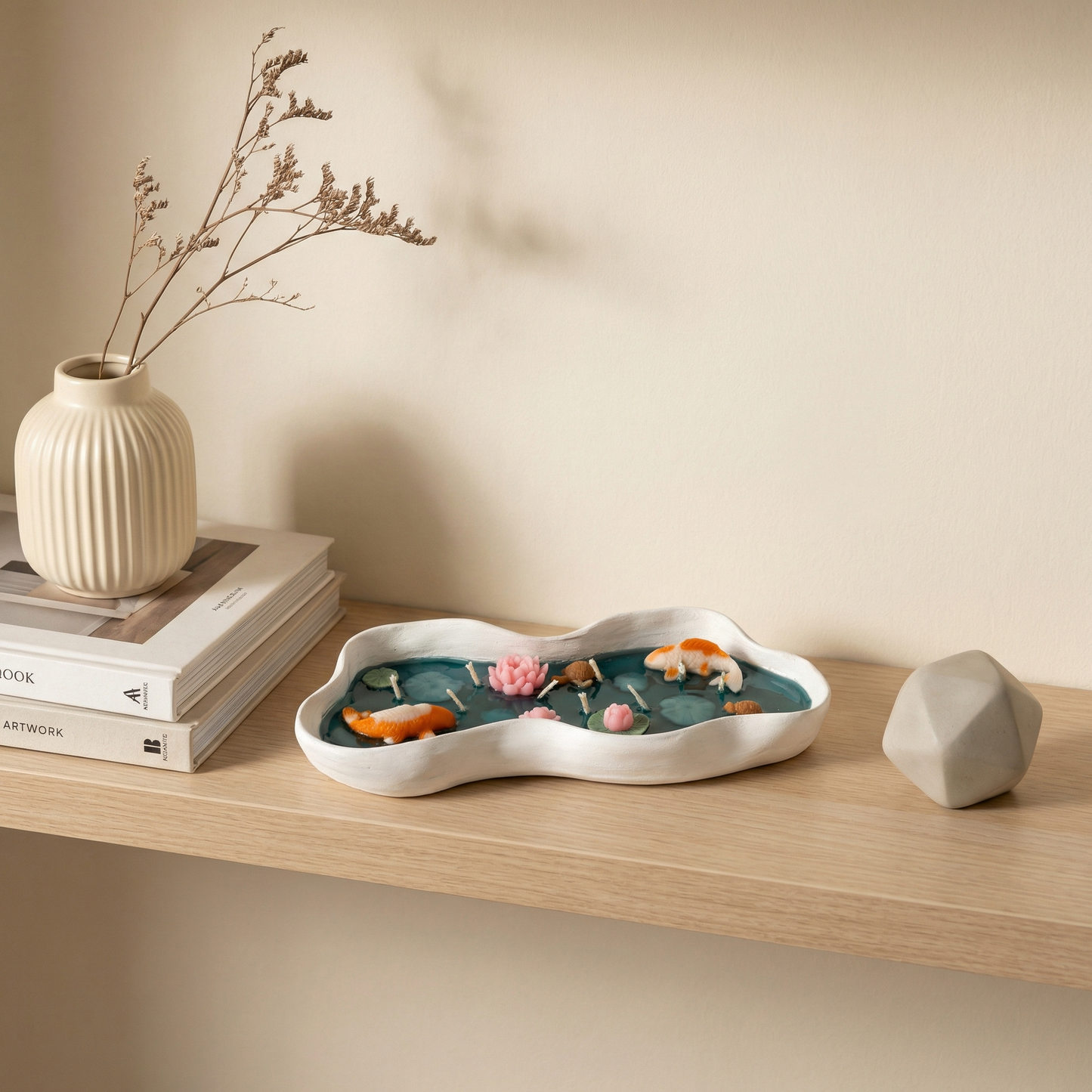 Koi Pond Botanical Candle – Handcrafted Tranquility