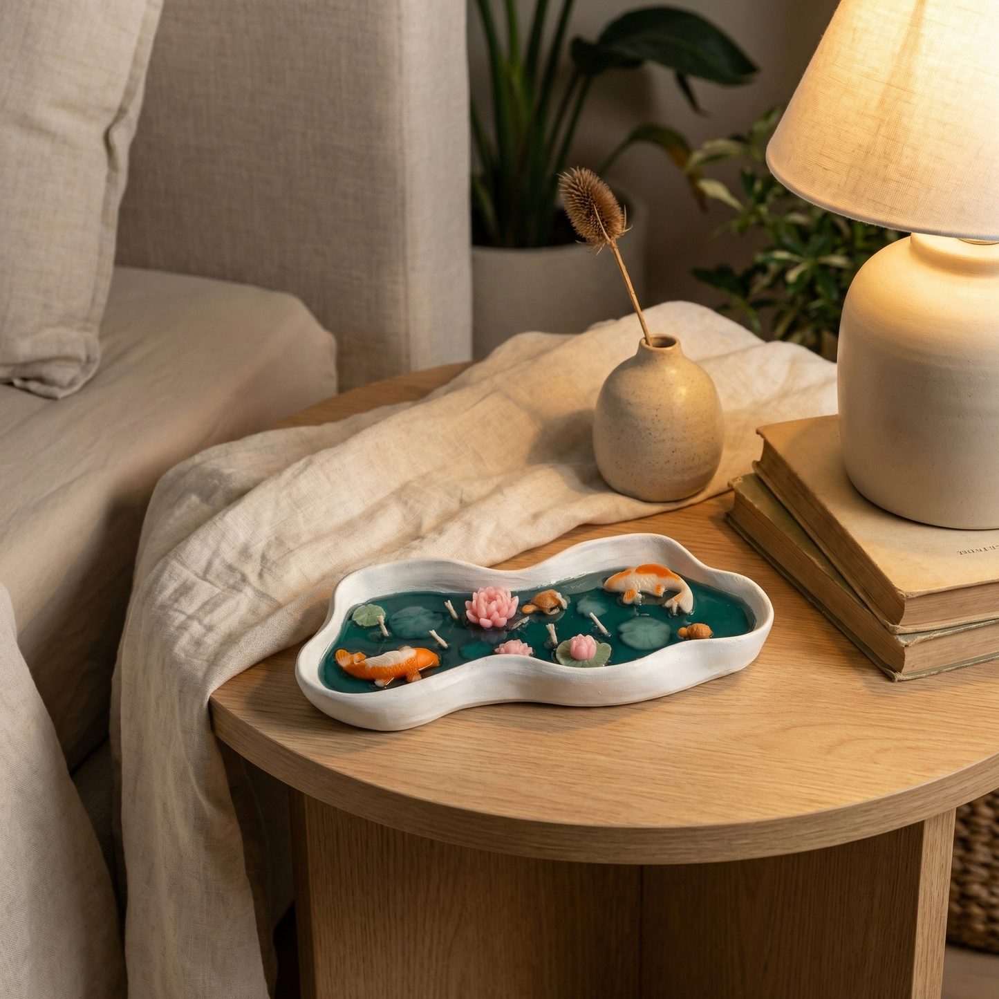 Koi Pond Botanical Candle – Handcrafted Tranquility