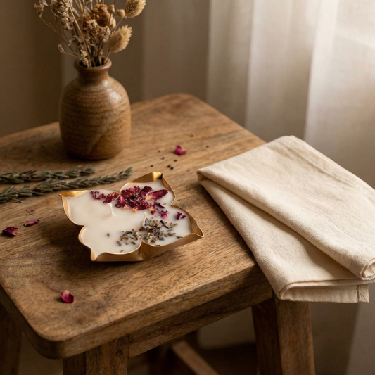 Rose Reverie – Handcrafted Botanical Urli Candle