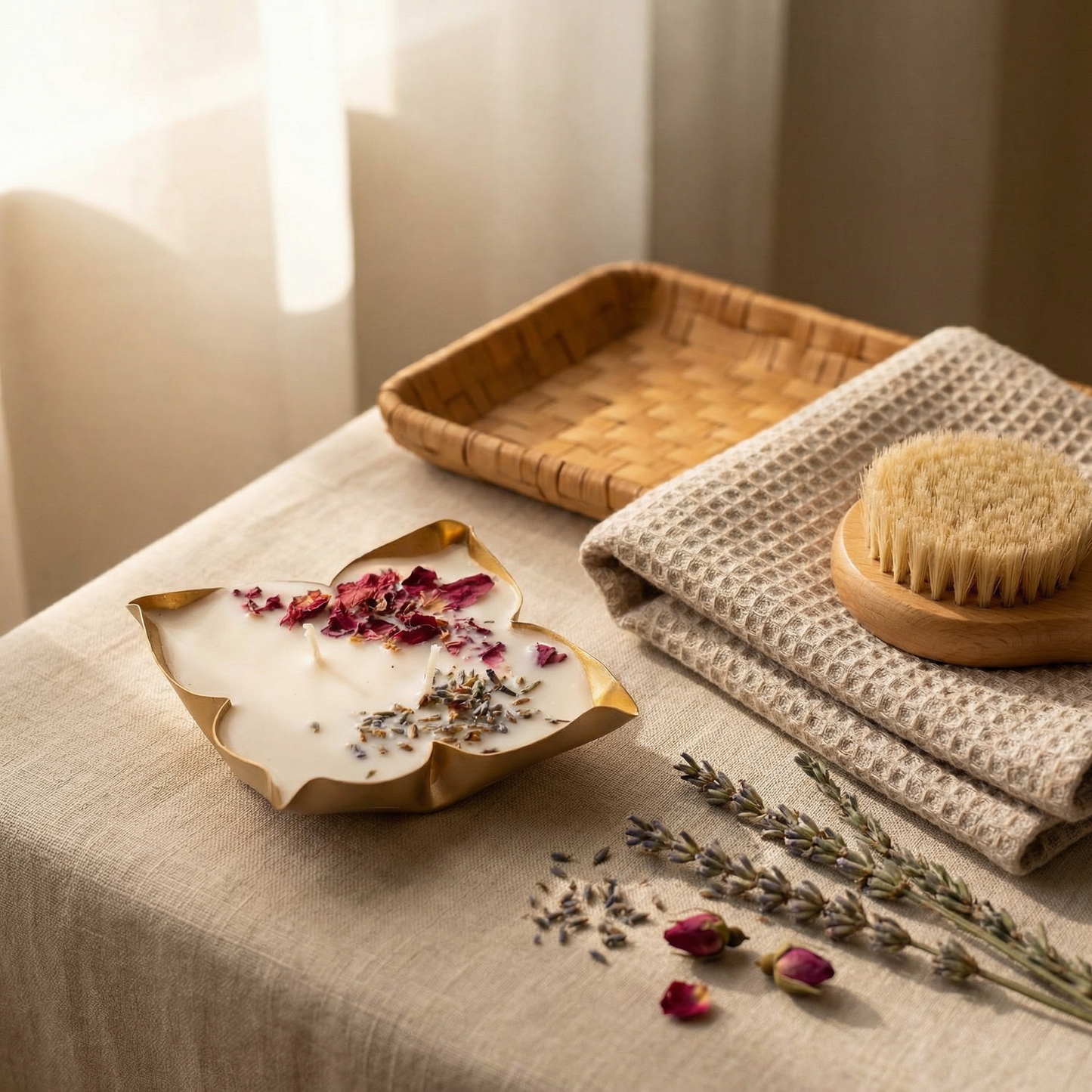 Rose Reverie – Handcrafted Botanical Urli Candle