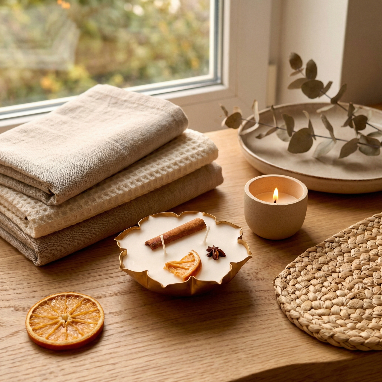 Orange Spice Lotus Urli – Handcrafted Soy-Coconut Wax Candle