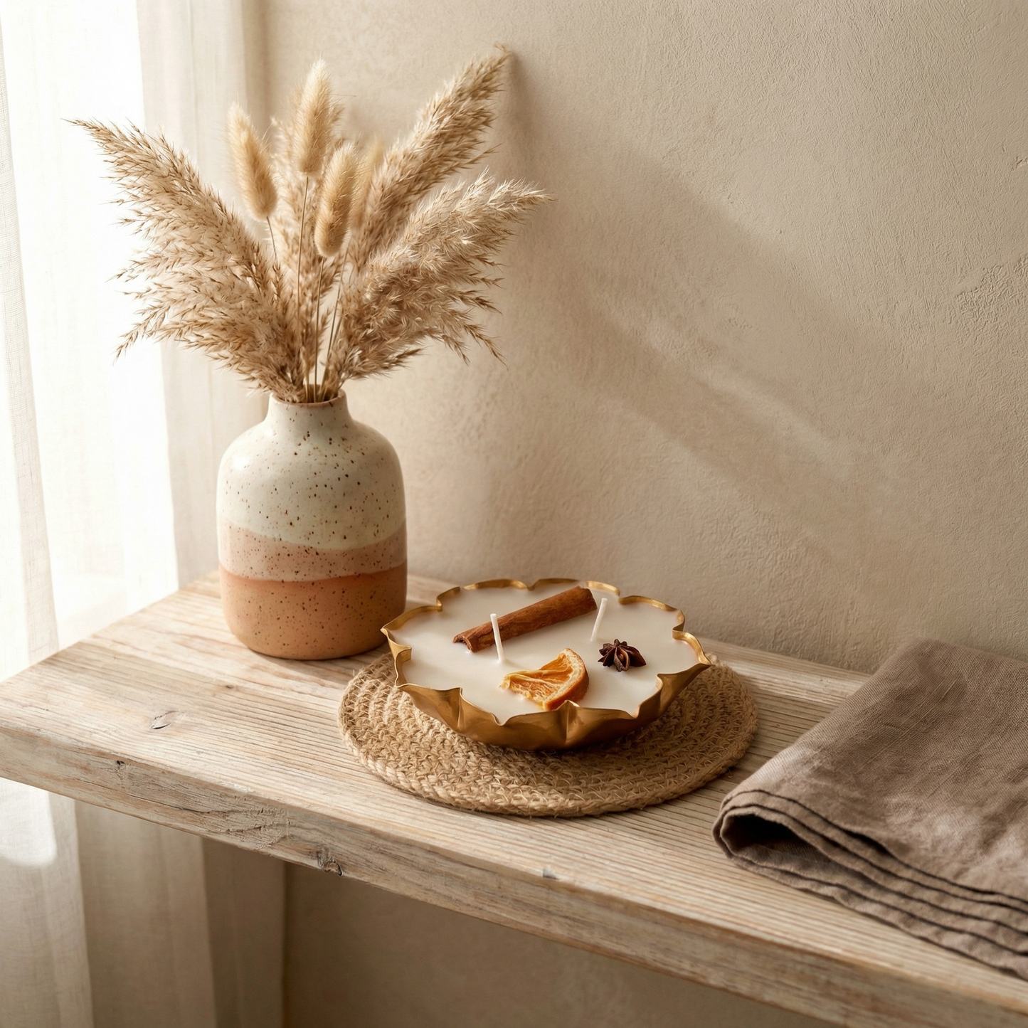 Orange Spice Lotus Urli – Handcrafted Soy-Coconut Wax Candle