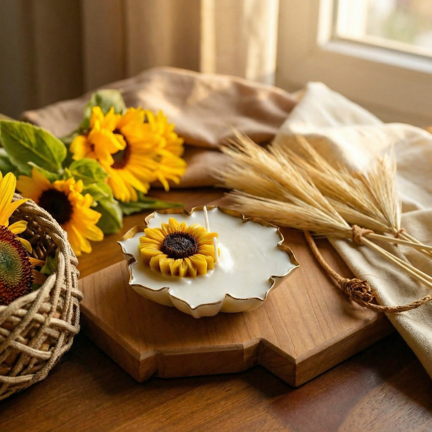 Sunflower Serenade Urli Candle (Vanilla Jasmine Scent)