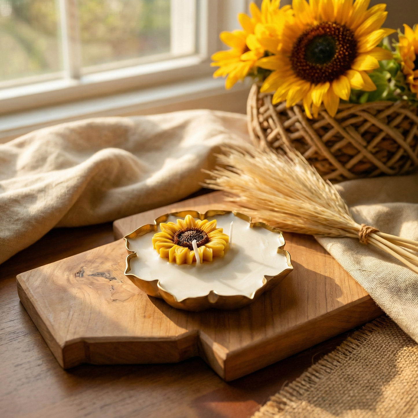Sunflower Serenade Urli Candle (Vanilla Jasmine Scent)