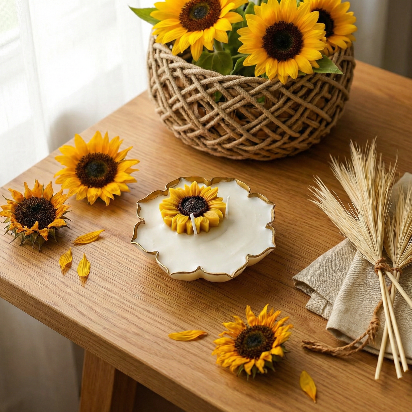 Sunflower Serenade Urli Candle (Vanilla Jasmine Scent)