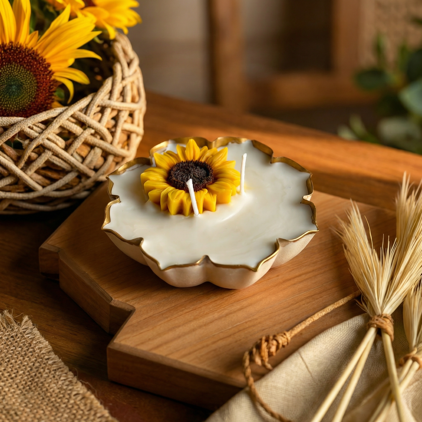 Sunflower Serenade Urli Candle (Vanilla Jasmine Scent)