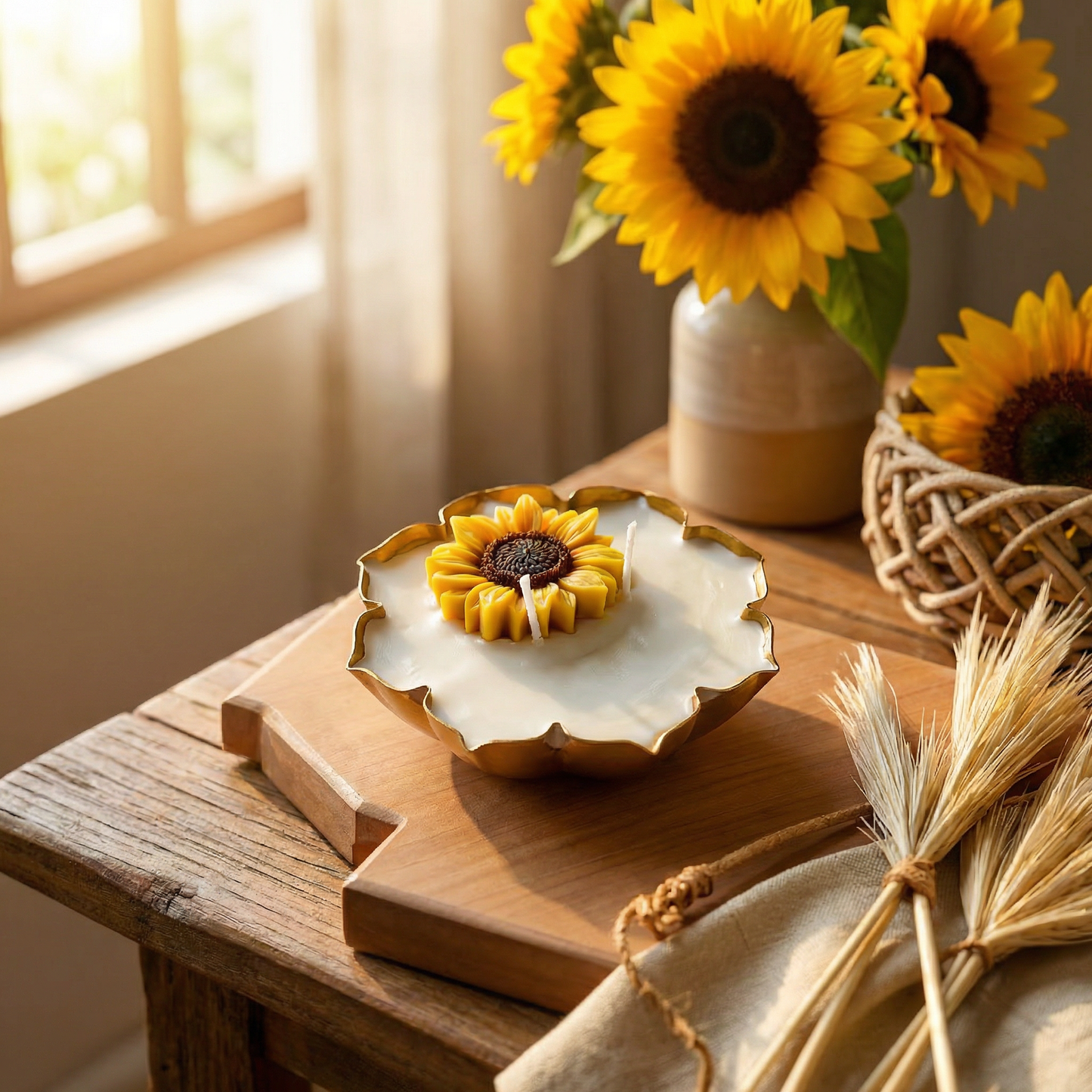 Sunflower Serenade Urli Candle (Vanilla Jasmine Scent)