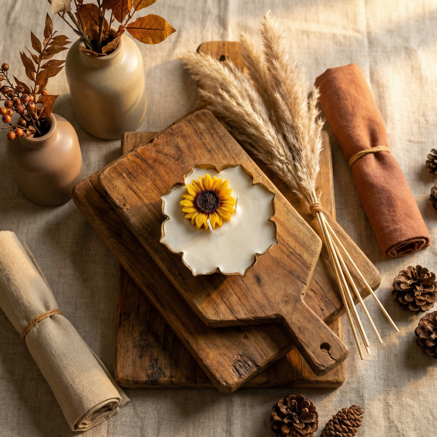Sunflower Serenade Urli Candle (Vanilla Jasmine Scent)