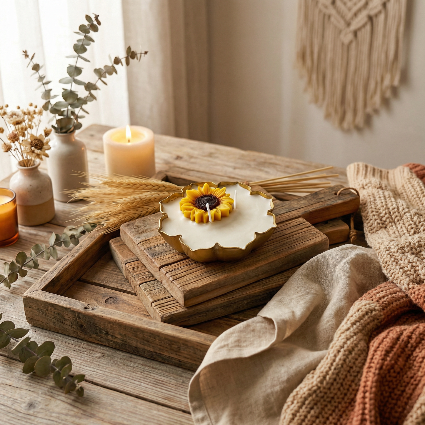 Sunflower Serenade Urli Candle (Vanilla Jasmine Scent)