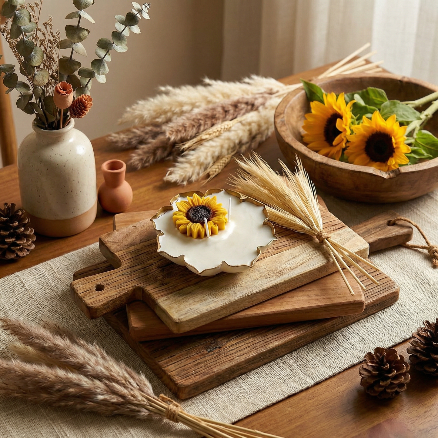 Sunflower Serenade Urli Candle (Vanilla Jasmine Scent)