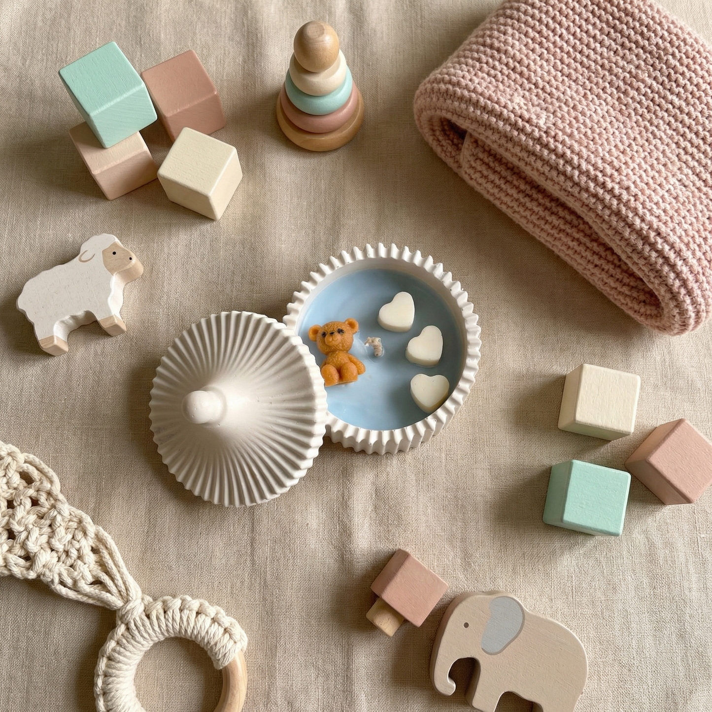 Teddy Love Jesmonite Candle