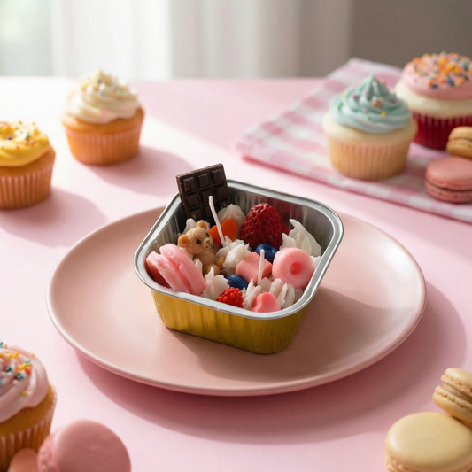 Candyland Delight – Dessert-Themed Scented Candle in Tin (Strawberry Scent)