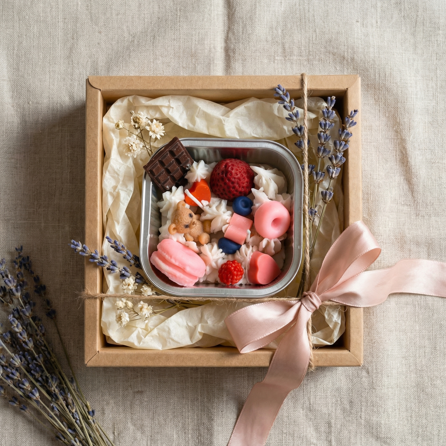Candyland Delight – Dessert-Themed Scented Candle in Tin (Strawberry Scent)