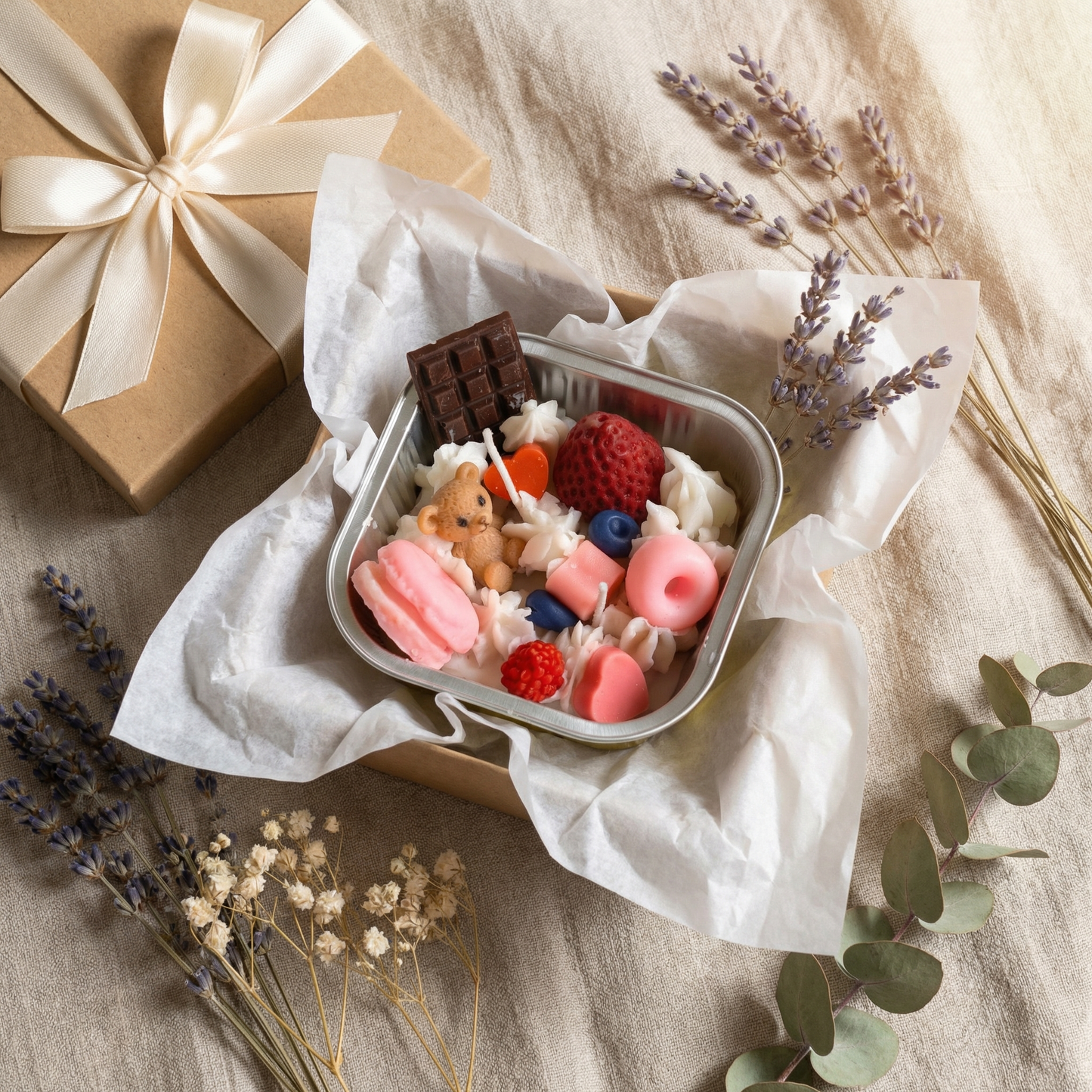 Candyland Delight – Dessert-Themed Scented Candle in Tin (Strawberry Scent)