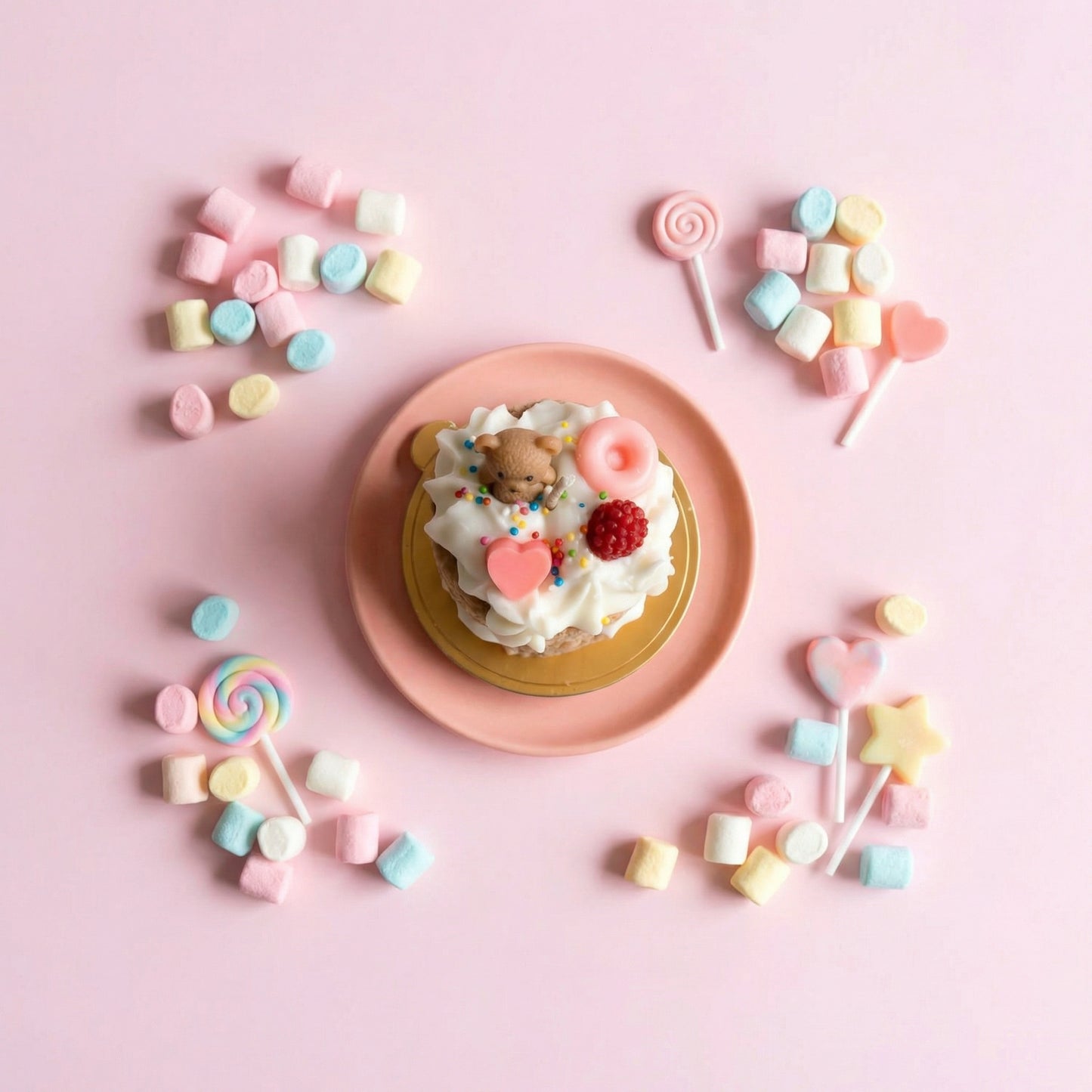Teddy's Treat Tower – Dessert-Inspired Decorative Scented Candle (Vanilla Ice Cream Scent)
