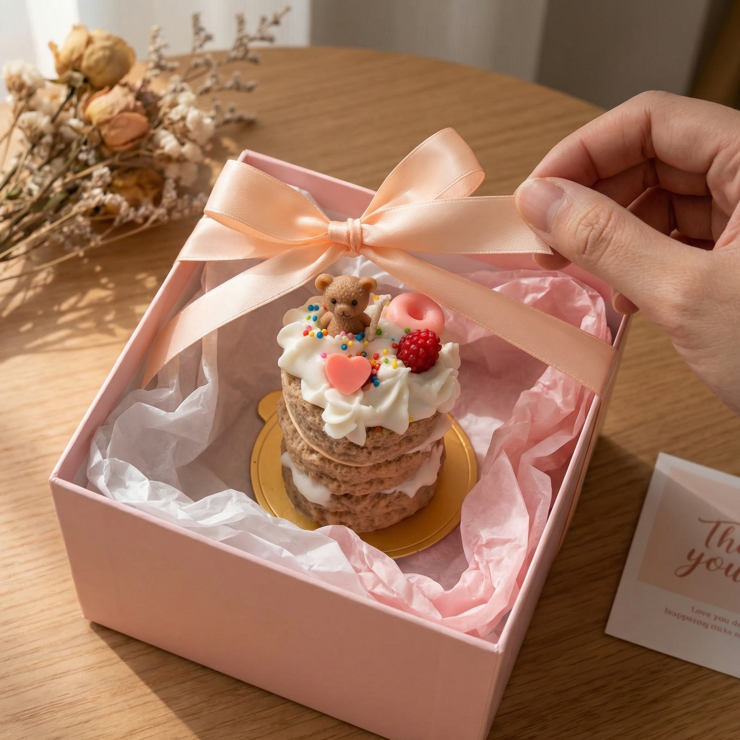 Teddy's Treat Tower – Dessert-Inspired Decorative Scented Candle (Vanilla Ice Cream Scent)