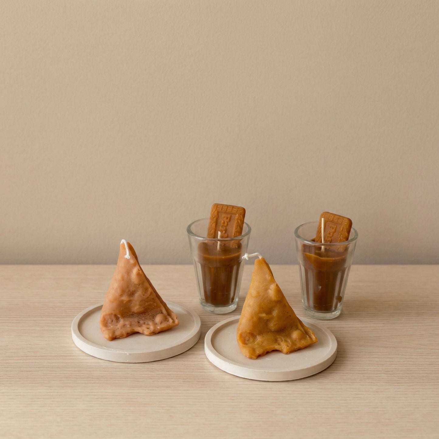 Chai Samosa Candle Set (2 Parle G Chai Candles 2 Samosa Candles) – Handcrafted Soy Wax Candle Inspired by India’s Favorite Combo