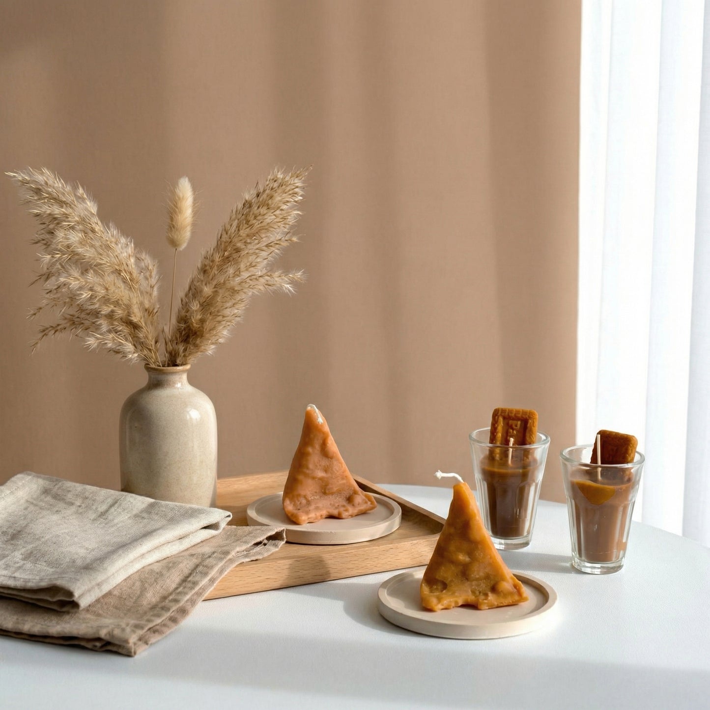 Chai Samosa Candle Set (2 Parle G Chai Candles 2 Samosa Candles) – Handcrafted Soy Wax Candle Inspired by India’s Favorite Combo