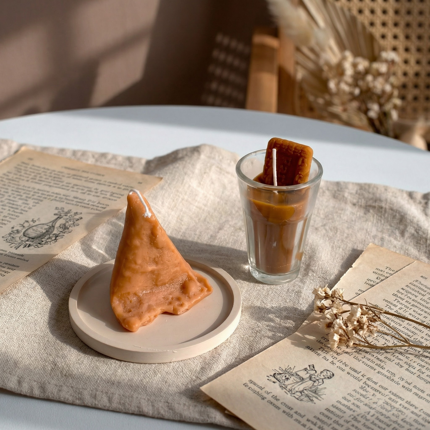 Chai Samosa Candle Set (2 Parle G Chai Candles 2 Samosa Candles) – Handcrafted Soy Wax Candle Inspired by India’s Favorite Combo