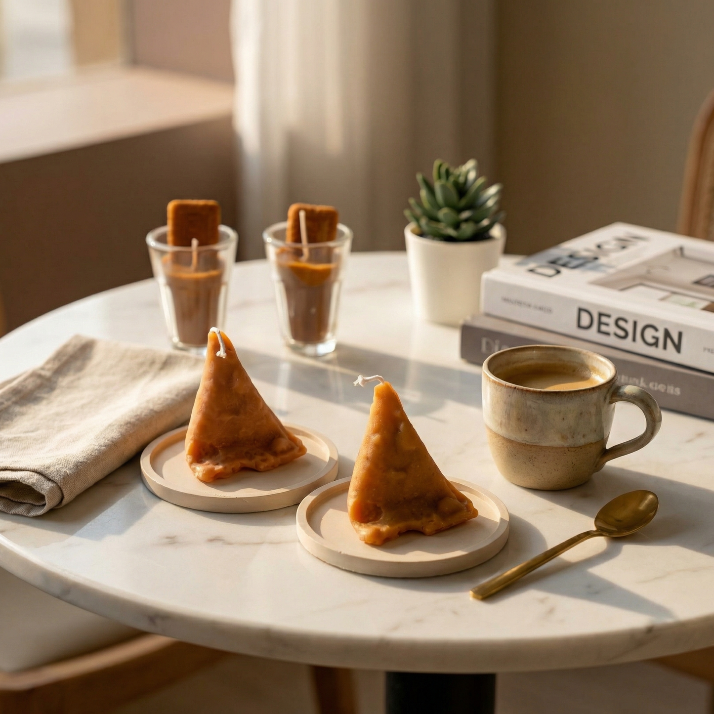 Chai Samosa Candle Set (2 Parle G Chai Candles 2 Samosa Candles) – Handcrafted Soy Wax Candle Inspired by India’s Favorite Combo