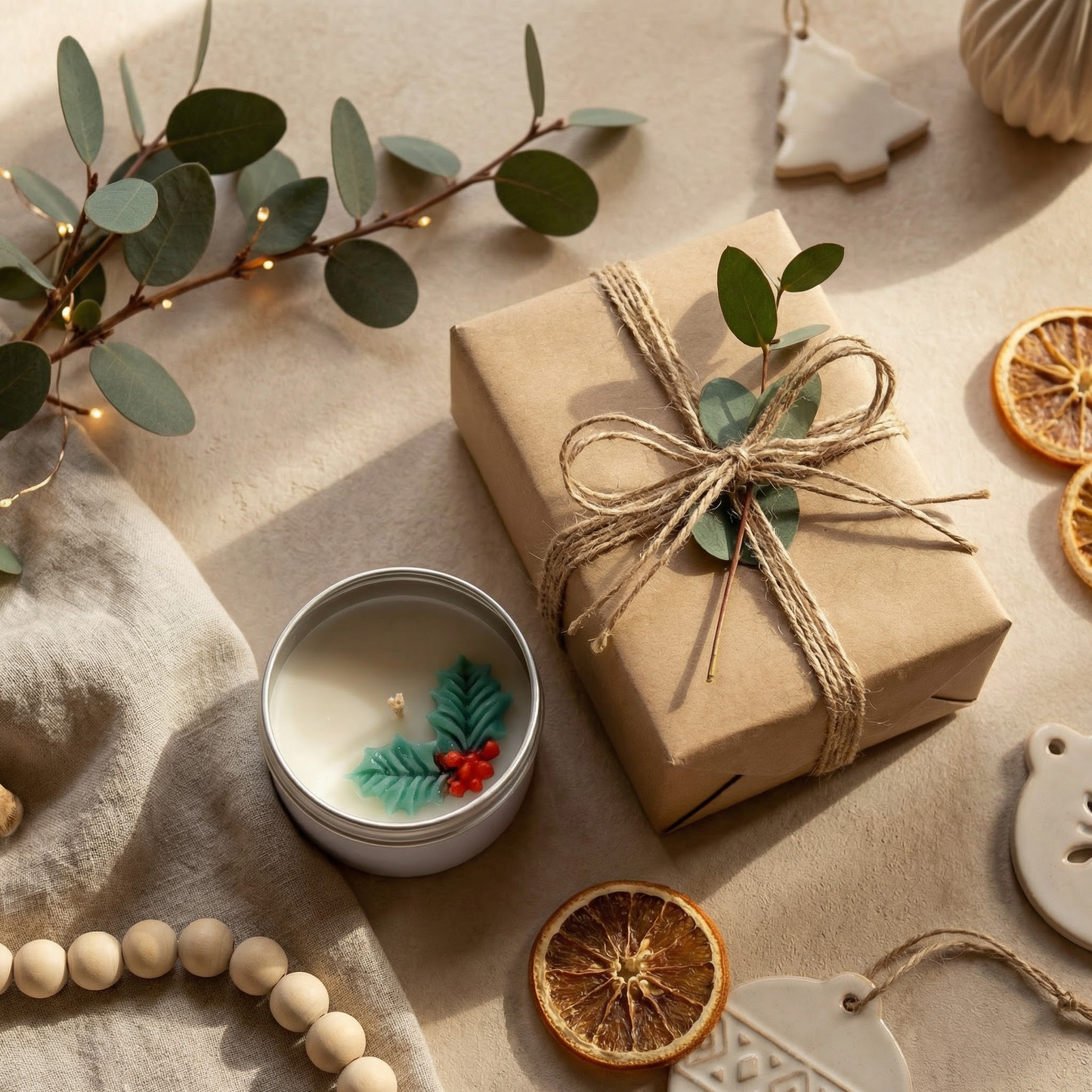 Holly & Pines – Christmas Tin Candle
