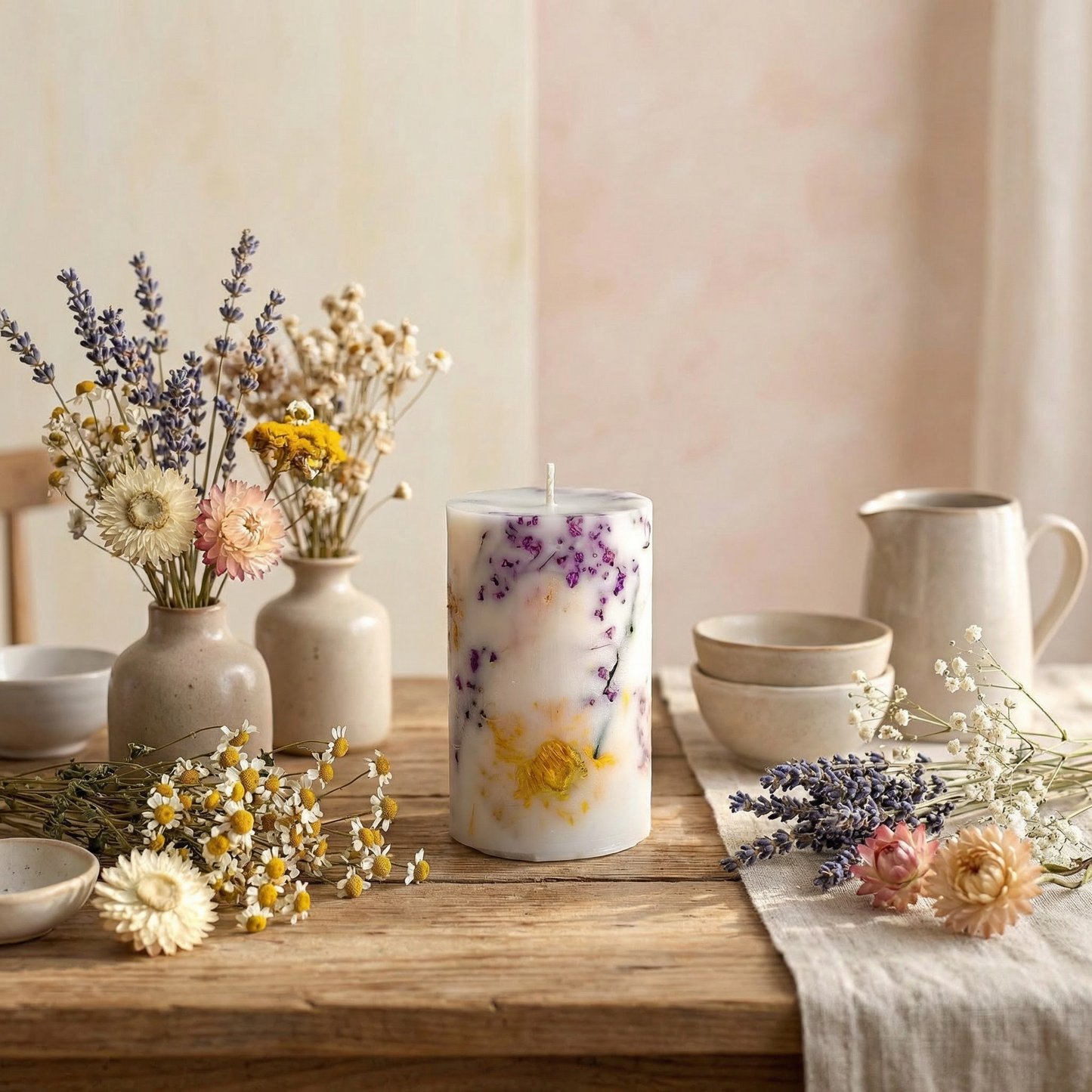 Orchid Bouquet Scented Botanical Pillar Candle