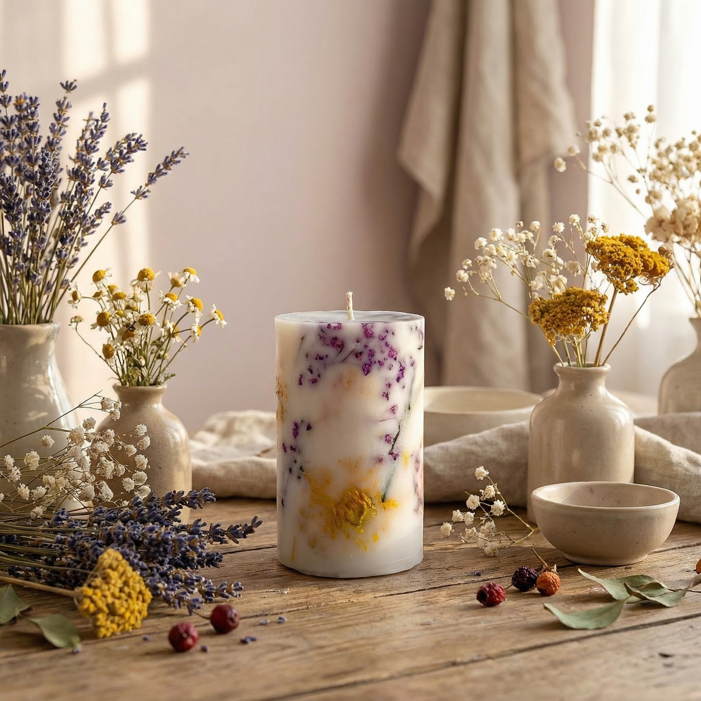 Orchid Bouquet Scented Botanical Pillar Candle