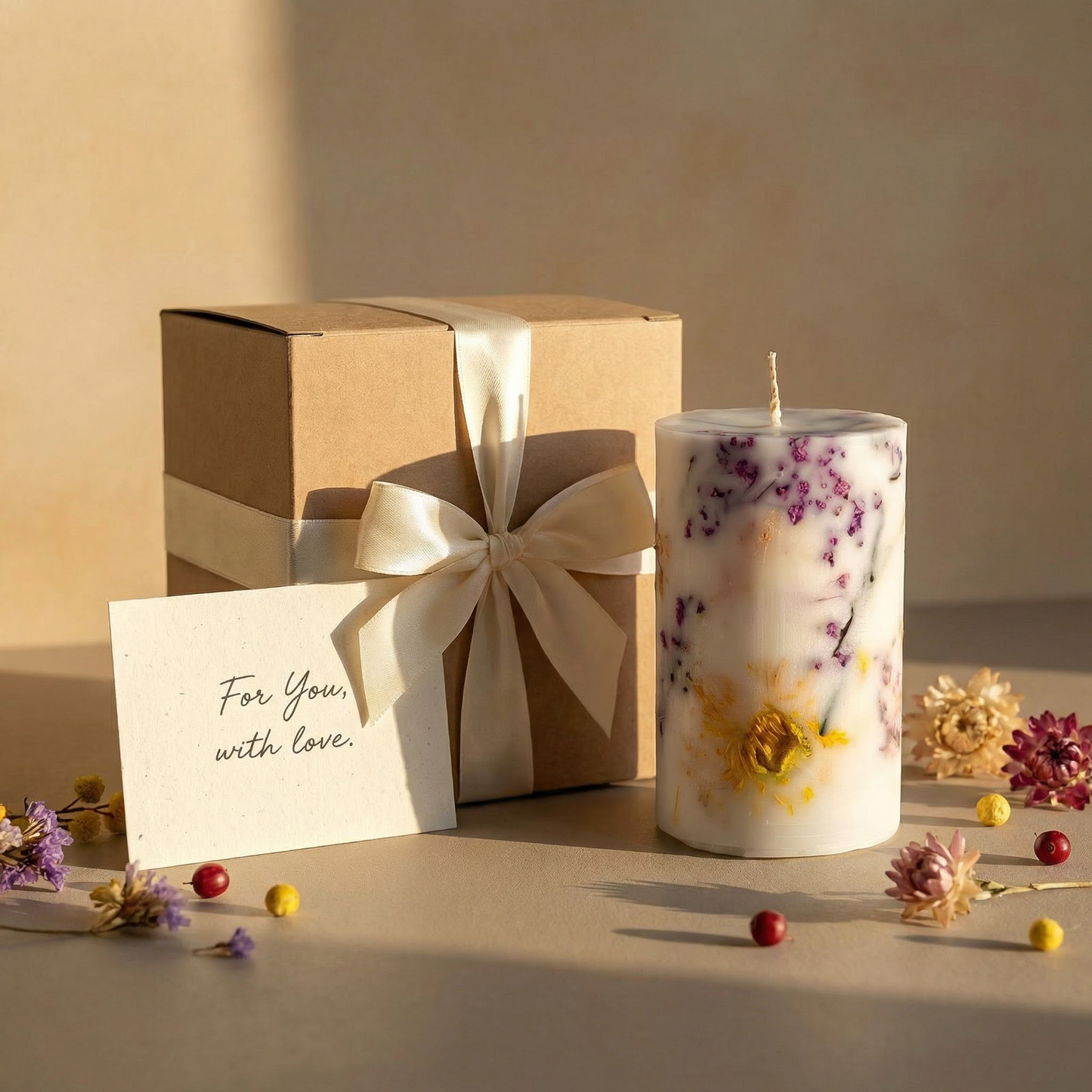 Orchid Bouquet Scented Botanical Pillar Candle